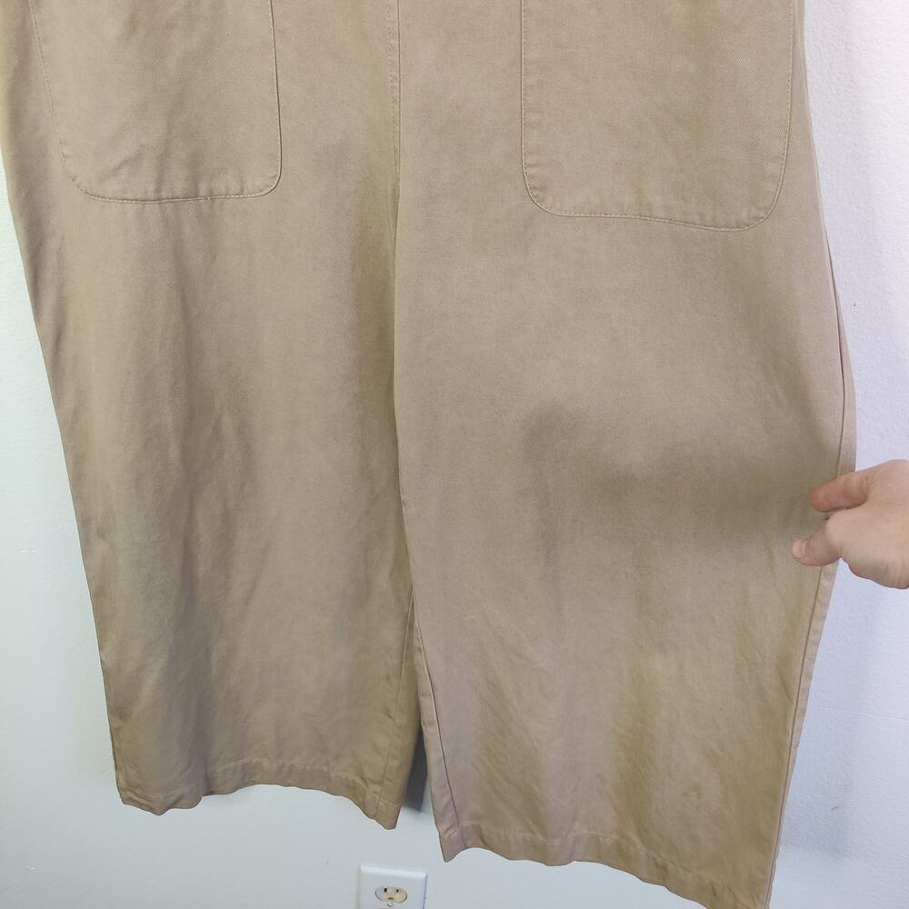 Bridge & Burn Khaki Tan Wide Leg Overall Bibs Cropped Culottes Jumpsuit Small - Picture 4 of 12